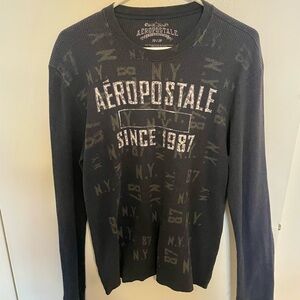 Aeropostale Dark Gray Waffle Knit Shirt
